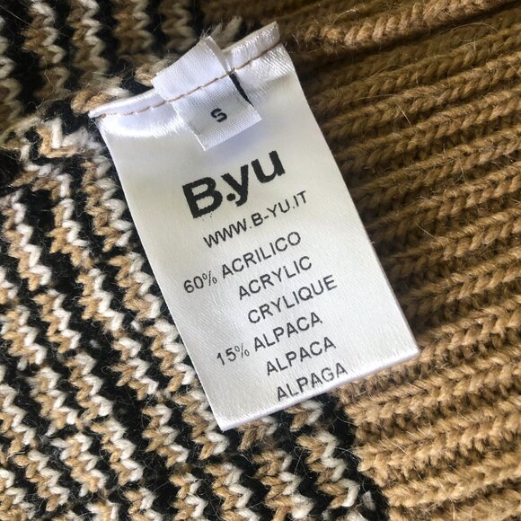 B. YU Textured Tweed Cardigan Cream Black White Made Italy Size S Excellent Cond - Picture 5 of 6